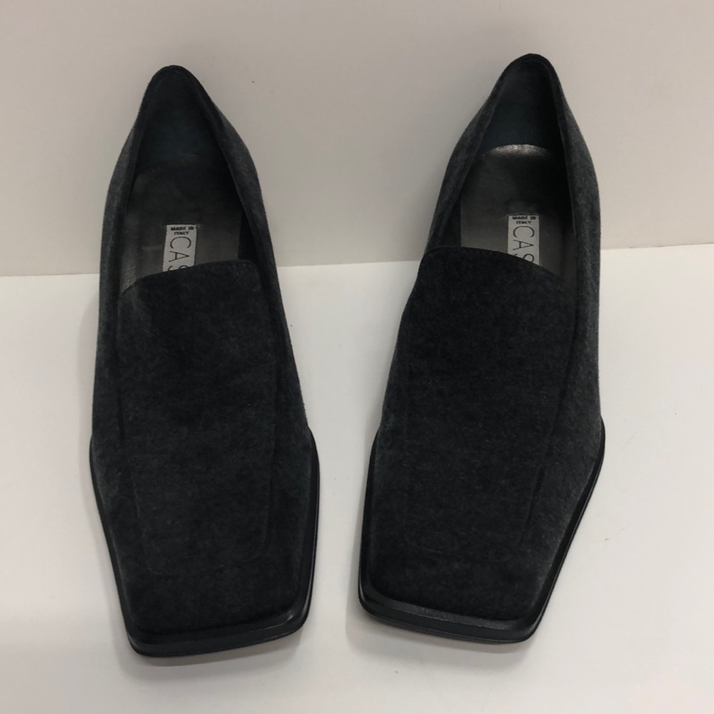 Casadei Made in Italy Gray Flannel Mid Heel Loafer